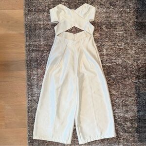 L'ATISTE By Amy White Strapless Cross-Back Jumpsuit Womens S